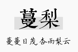 蔓梨名字的寓意及含义