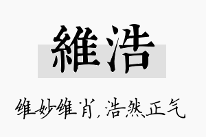 维浩名字的寓意及含义