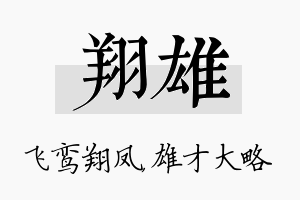 翔雄名字的寓意及含义