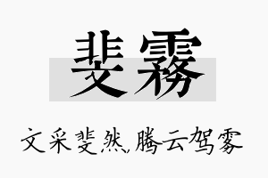 斐雾名字的寓意及含义