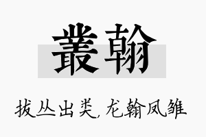 丛翰名字的寓意及含义