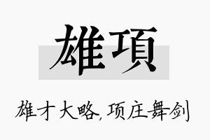 雄项名字的寓意及含义