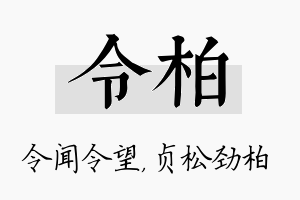 令柏名字的寓意及含义