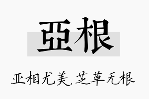 亚根名字的寓意及含义