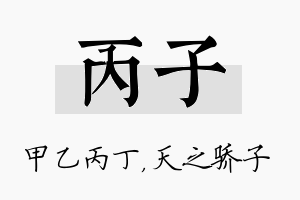 丙子名字的寓意及含义