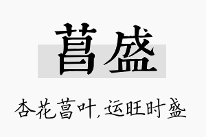 菖盛名字的寓意及含义