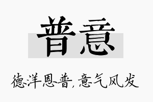 普意名字的寓意及含义