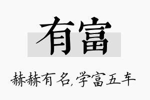 有富名字的寓意及含义