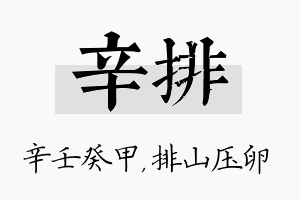 辛排名字的寓意及含义