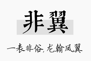 非翼名字的寓意及含义