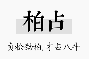 柏占名字的寓意及含义