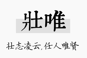 壮唯名字的寓意及含义