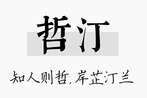 哲汀名字的寓意及含义