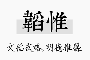 韬惟名字的寓意及含义