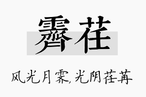 霁荏名字的寓意及含义