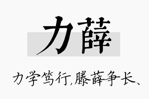 力薛名字的寓意及含义