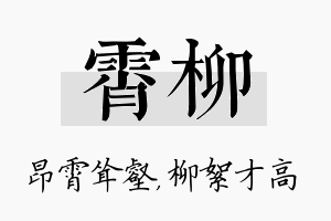 霄柳名字的寓意及含义