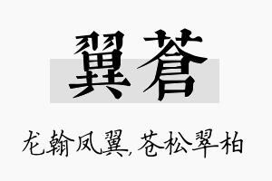 翼苍名字的寓意及含义