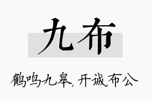 九布名字的寓意及含义