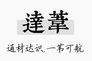 达苇名字的寓意及含义