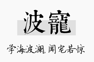 波宠名字的寓意及含义