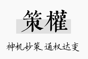 策权名字的寓意及含义