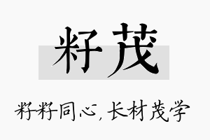 籽茂名字的寓意及含义