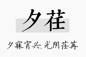 夕荏名字的寓意及含义