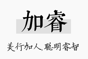 加睿名字的寓意及含义