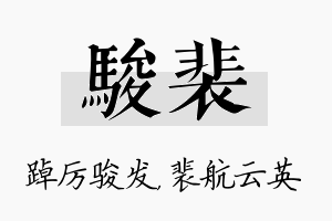 骏裴名字的寓意及含义