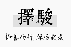 择骏名字的寓意及含义