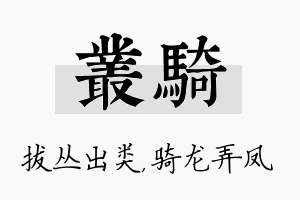 丛骑名字的寓意及含义