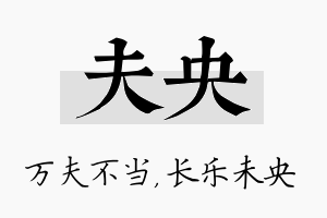 夫央名字的寓意及含义