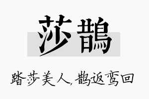 莎鹊名字的寓意及含义