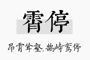 霄停名字的寓意及含义