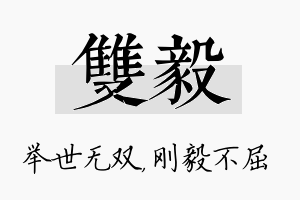 双毅名字的寓意及含义