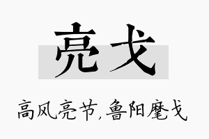 亮戈名字的寓意及含义