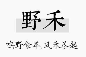 野禾名字的寓意及含义