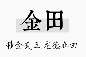 金田名字的寓意及含义