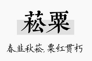 菘粟名字的寓意及含义