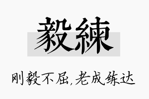 毅练名字的寓意及含义