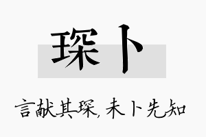 琛卜名字的寓意及含义