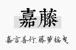 嘉藤名字的寓意及含义