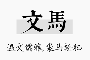 文马名字的寓意及含义