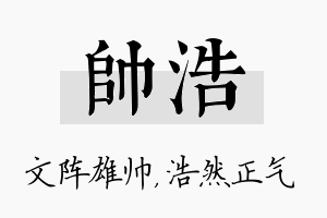 帅浩名字的寓意及含义