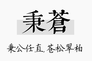 秉苍名字的寓意及含义