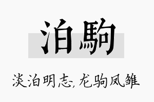 泊驹名字的寓意及含义