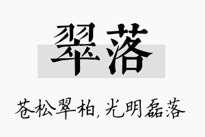 翠落名字的寓意及含义