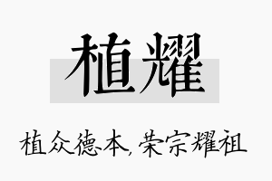 植耀名字的寓意及含义