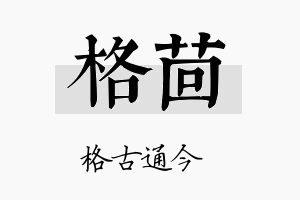 格茴名字的寓意及含义